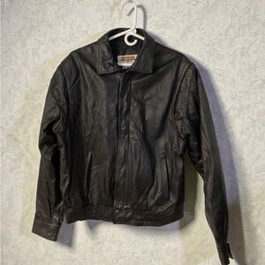 Vintage Flightline American Classics, Dark Brown Leather Bomber Jacket, Large